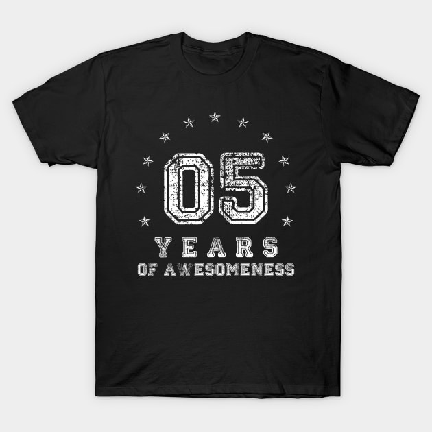 Vintage 5 years of awesomeness T-Shirt by opippi